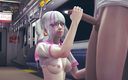 Waifu club 3D: College girl jerks off cock to friend in college subway...