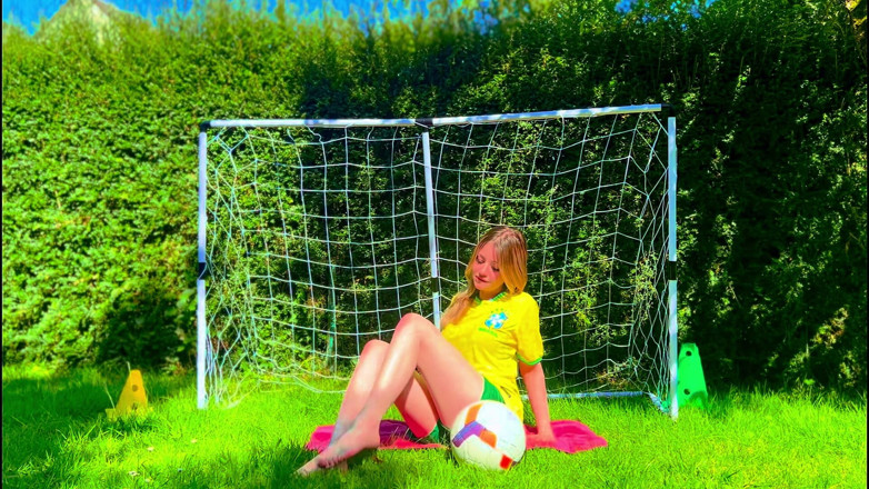 Stellafatale: Brazilian Football Girl Jersey Tease to Lingerie Orgasm