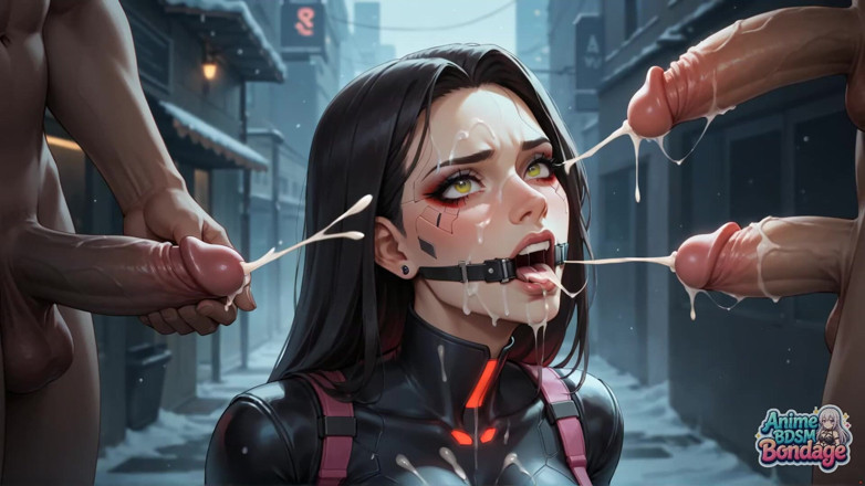 Anime BDSM Bondage: 더블 딜도로 즐기는 섹시한 구속 속박 Dame 흉상!