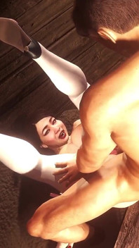 Máy bay bà già châu Á piledriver | Phim khiêu dâm 3d