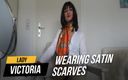 Lady Victoria Valente: Satin scarfs fitting with white blouse and breeches