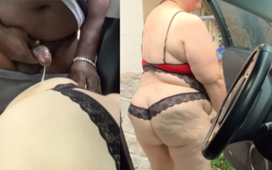 Jamdown26 Big Fat Ass BBW SSBBW Porn: 차에서 공개적으로 자위하는 거유의 섹시하고 큰 엉덩이, 발정난 핫한 비