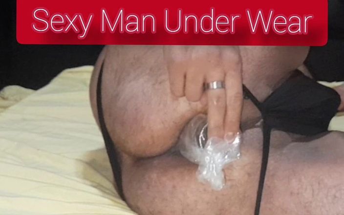 Sexy man underwear: Anal masturbation with bottle