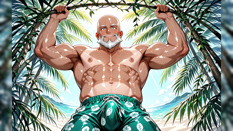 Erotic Man: 英俊的秃头老人无衬衫