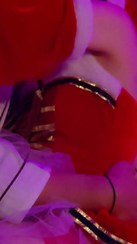 The Cute Girl in Christmas Cosplay Uses Her Tongue so Eroticly That She Can't Help but Suck on Her Pussy. Amateur. Creampie