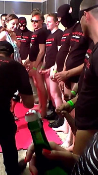 Horny Sluts Gangbanged by 10 Guys Getting Their Faces Covered in Cum