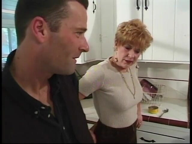Meet my Pussy: Younger guy gets blown by 70 year old redhead in kitchen
