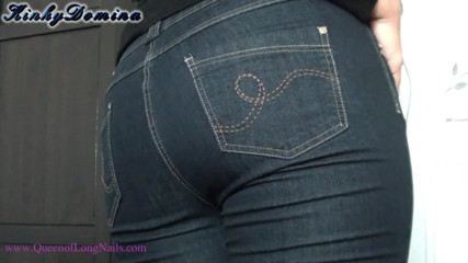 KinkyDomina: Pink Stiletto Nails Caressing Sexy Ass in Jeans