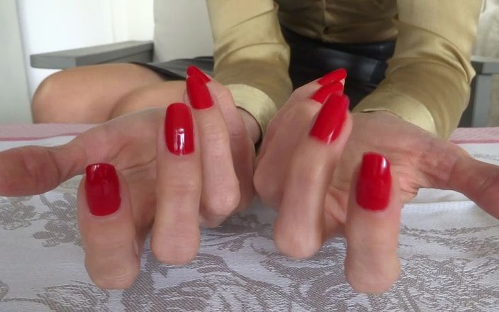 Lady Victoria Valente: Red Fingernails Fetish - Natural Fingernails!