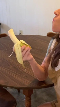 Tgirl Ria Bentley Gives Head to Banana Then Eats Her Cum