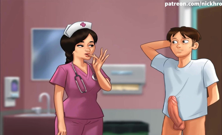 Cartoon Universal: Summertime saga part 139 - hospital nurse jerk my big boner ( Spanish...