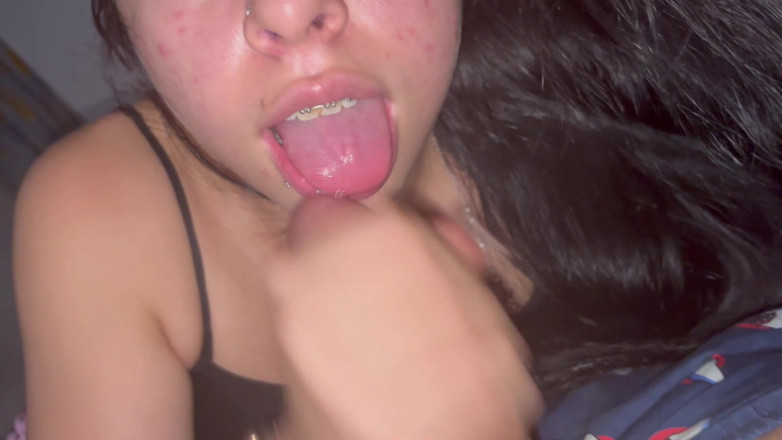 Teen amateur Latinas: Stepdaugther Swallows Cum,gives Sloppy POV Blowjob