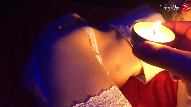 Virgin Lux: Graceful bitch jerks her wet hole with wax on her...