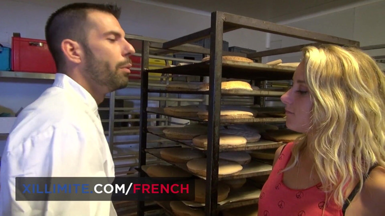 French girls at work: Sexy baker wants to have sex with her client