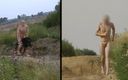 Tobi: Nude Biking and Running in Nature at Mining Area. Young...