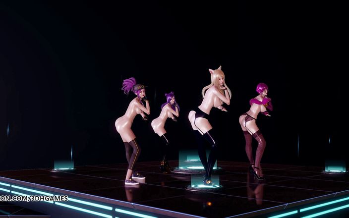 3D-Hentai Games: Popstars Ahri Akali Evelynn Kaisa the best uncensored 3D nude dance