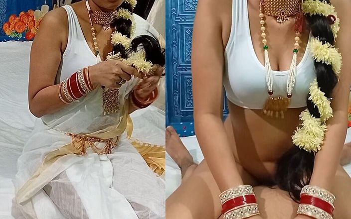 Vamika: Tamil Bhabhi's poesje geneukt in blanke saree