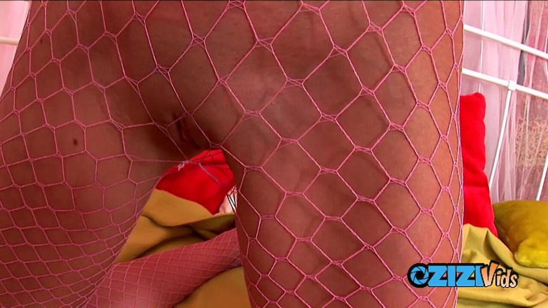 Zizi Vids: Flirtatious blonde masturbates after posing in her slutty fishnet pantyhose