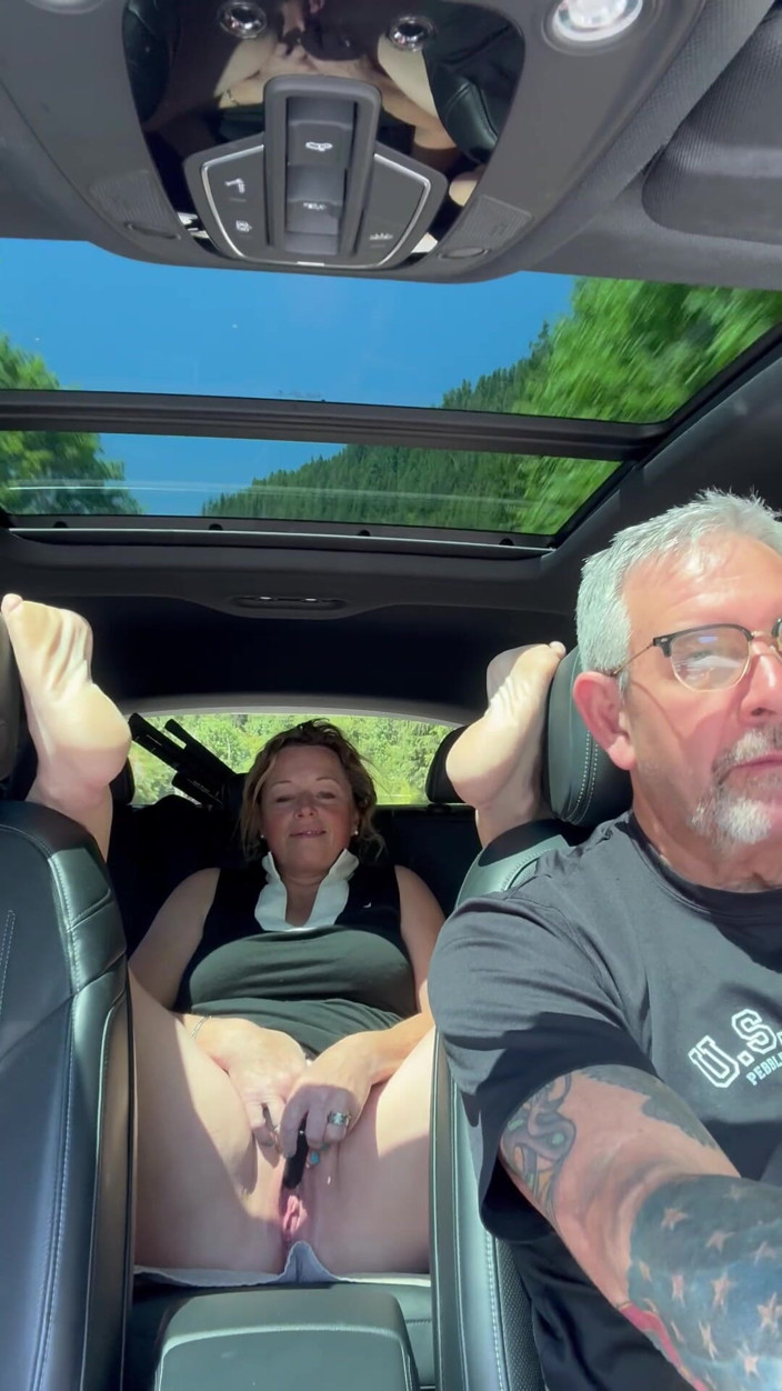 Bonewizzard69: Wife Rubs Out Multiple Orgasms, Road Trip, Back Seat, Teasing...