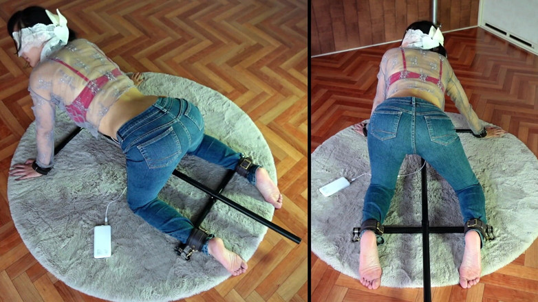 ushirosugatanomiki: A Woman Is Restrained on All Fours and Left at...
