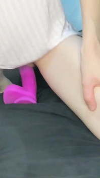 Pretty Brunette Masturbates with A Vibrator and Her Big Dildo and Reaches Orgasm