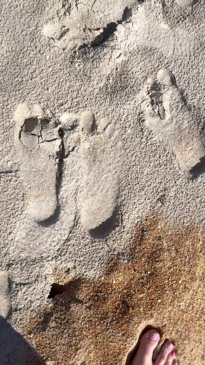 Peppermint Giantess: 将16英尺的尺寸与海滩上的沙纹进行比较