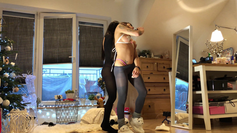 Leon Lambert Girls Twerk Parties CFNM: Music is the answer, opaque sheer transparent tights, lace mini...