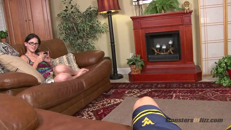 Monsters Of Jizz: Nerd teen with glasses sucks dick for huge facial POV