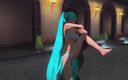 H3DC: 3D Hentai. Miku in a swimsuit fucked by the pool