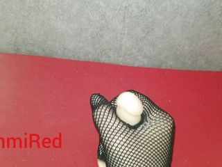 EmmiRed: Sexy Emmy plays with silicone small cock