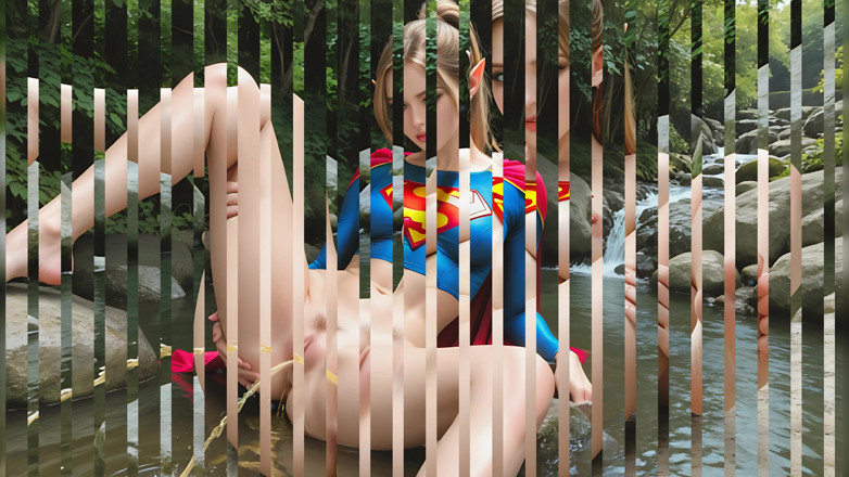 LustRender: Beautiful Nude Elf Woman Spreading Legs and Peeing on Icy...