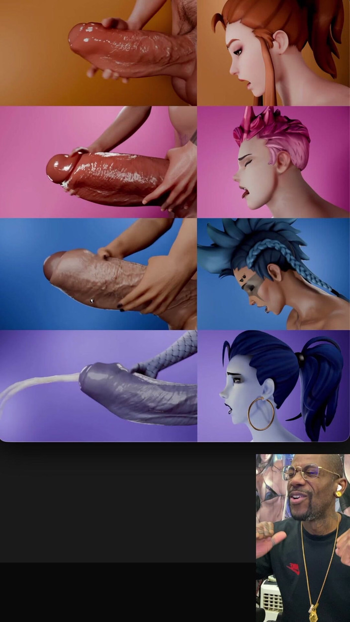 L6RD7BLU3 FUTA: Více Overwatch Transgender děvky honění a stříkání najednou