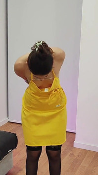 Stunning Brunette Sexy Apron Fetish Ballgagged Tape Bondage