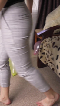 Sexy Girl Pops Balloons in Ripped Pants