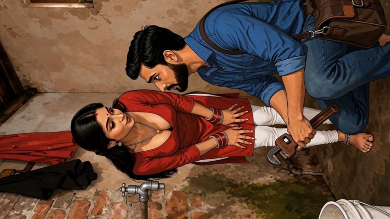 Aipornhub: Indian Woman Secret Sex with Plumber Bathroom Cartoon Ai