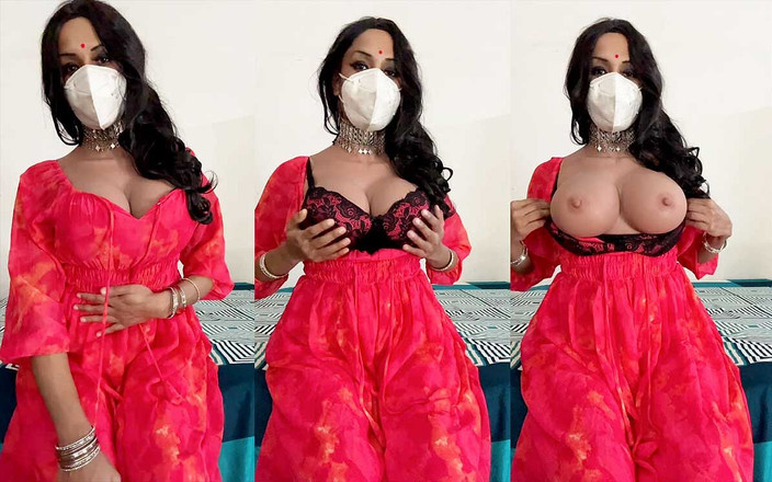 Anushka Crossy: Crossdresser peituda em vestido vermelho