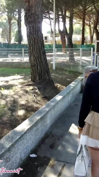 Outdoor Mini Skirt No Pantie with Anal Plug