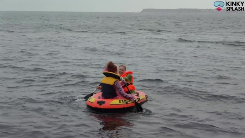UKCuteGirl Lucy Lauren: Two Girls One Dinghy: Tight Rubber &amp; Pvc Rainwear