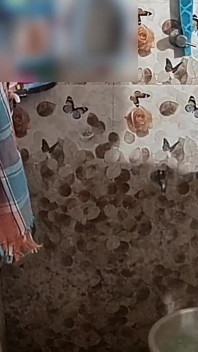 Indian Husband & Wife Bathing Together Naked in Bathroom