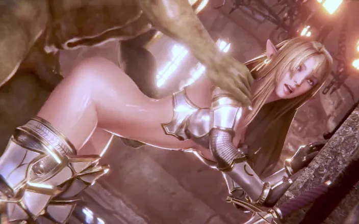 X Hentai: Elf Warrior Get Hard Fucking with a Monter