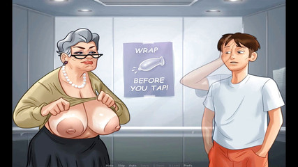 Hentai World: Summertime saga stepgranny shows big boobs in elevator