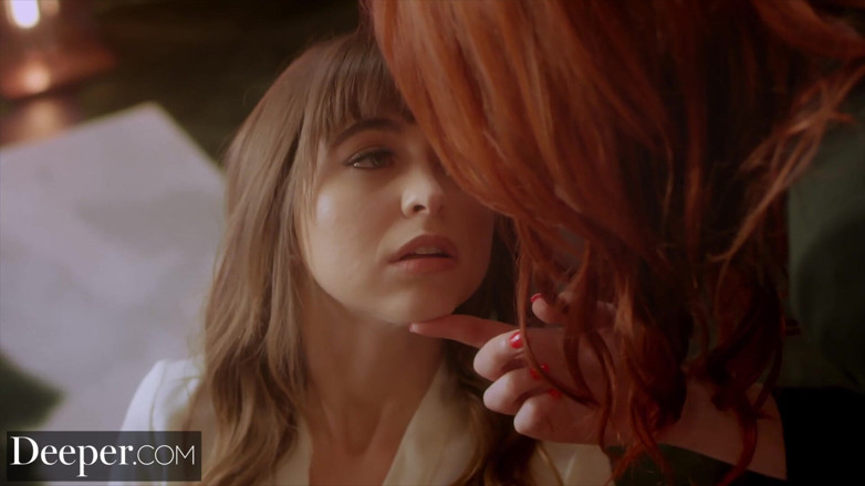 Deeper: Deeper. Redhead Maitland trains secretary Riley to serve her boss