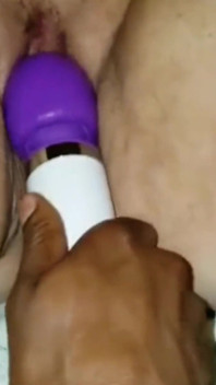 Tied up Black Man Stimulating My Clit with Magic Electric Wand Cumming