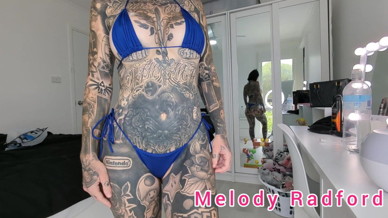 Melody Radford: Dark and Light Blue Frilly Micro Bikini Try on Haul...