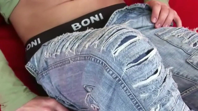 Young straight boy masturbation: Young blond straigt dude show cock in the sofa