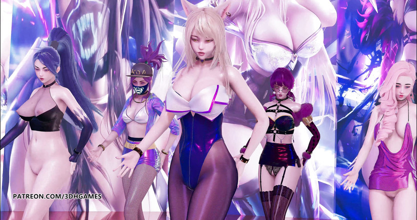 3D-Hentai Games: Dalshabet - Joker Ahri Akali Kaisa Evelynn Seraphine strip-tease kda sexy...
