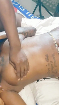 Spread Her Wet Squirting Pussy for the African BBC's Threesome Hardcore Fucking and Sucking