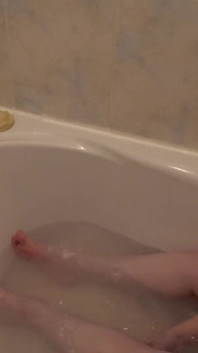 Washing Soapy Breasts in Bath