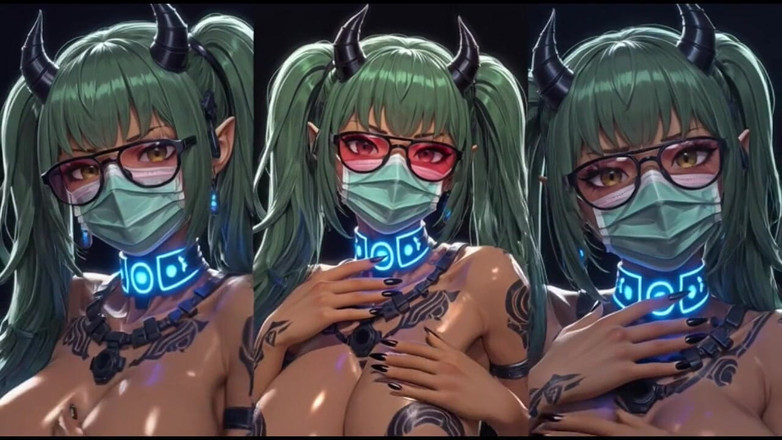 Hot girl dancing: 149. Green Cyberpunk Sexy Girl Topless Dance and Bounce Ass...