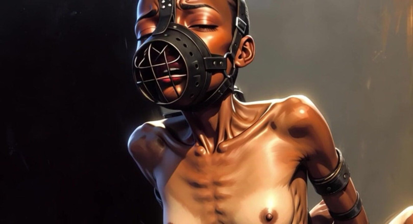 YOUR BEST FANTASY: Skinny African Girl in Bondage - Desperate for Big Cock Inside...